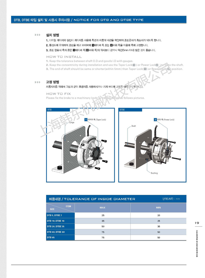 通軸氣動剎車DTBE型產(chǎn)品參數(shù)表