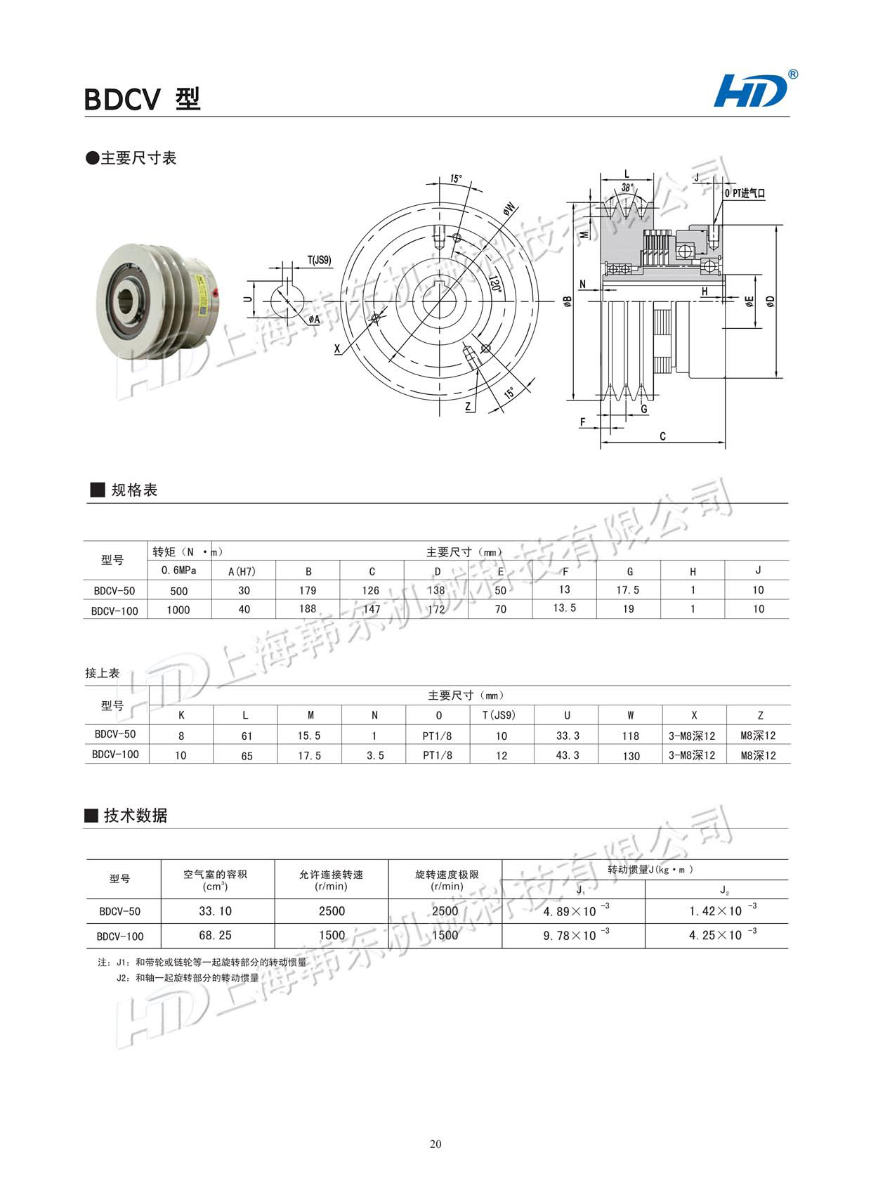多片氣動(dòng)離合器BDCV主要尺寸結(jié)構(gòu) 氣動(dòng)離合器BDCV