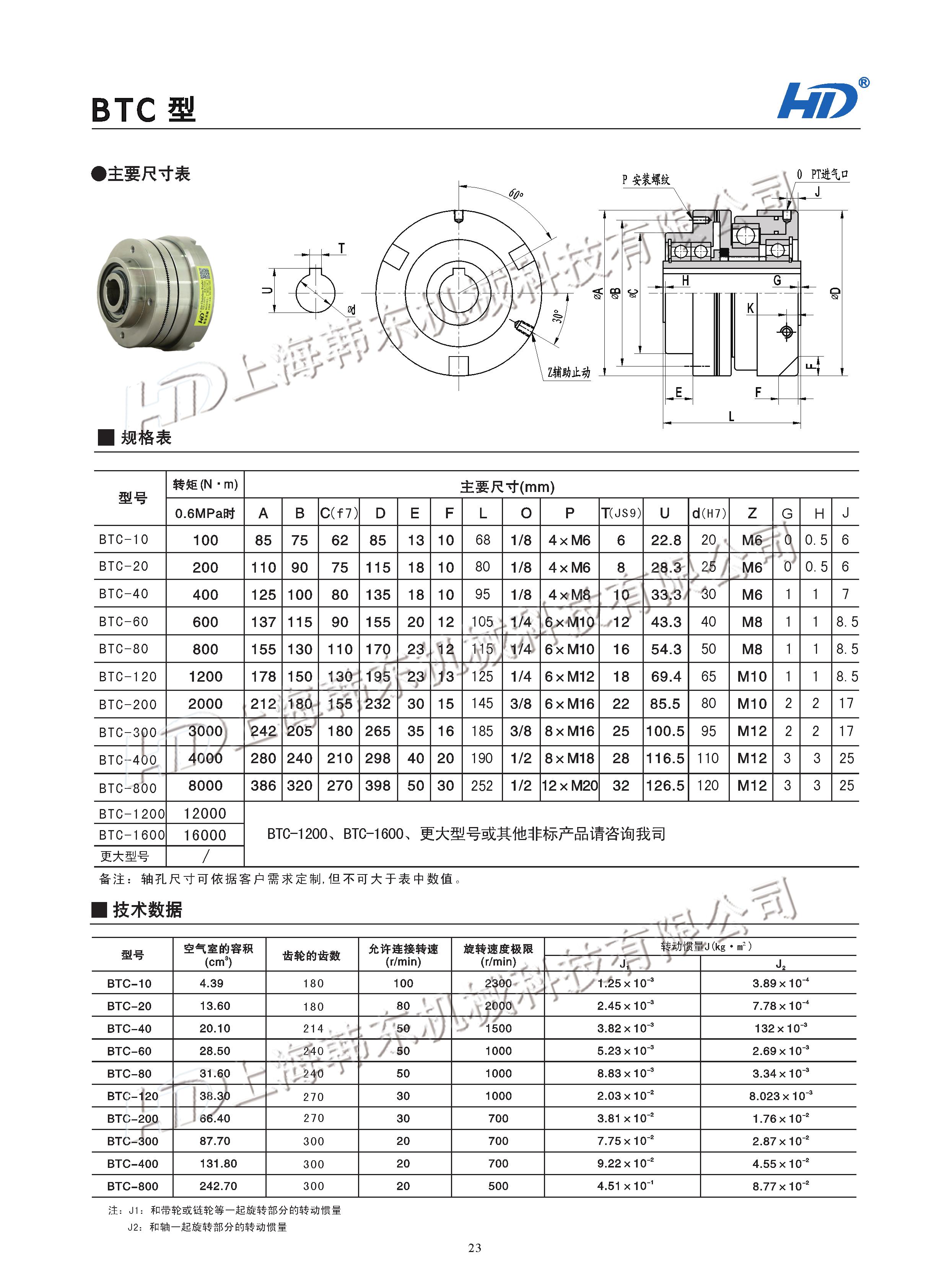 氣動齒式離合器規(guī)格參數(shù) 氣動齒式離合器