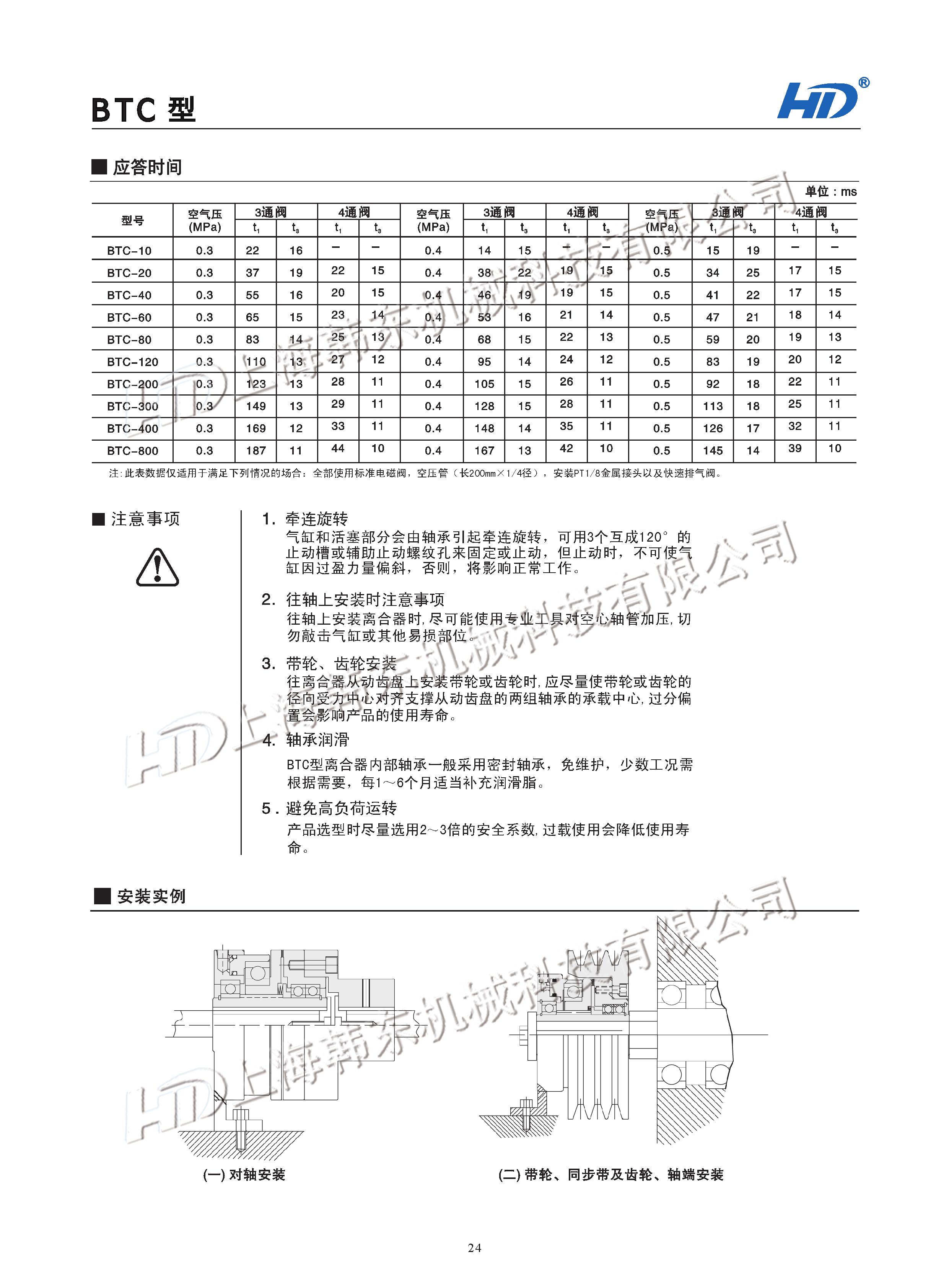 齒形氣動離合器BTC使用注意事項(xiàng) 氣動離合器