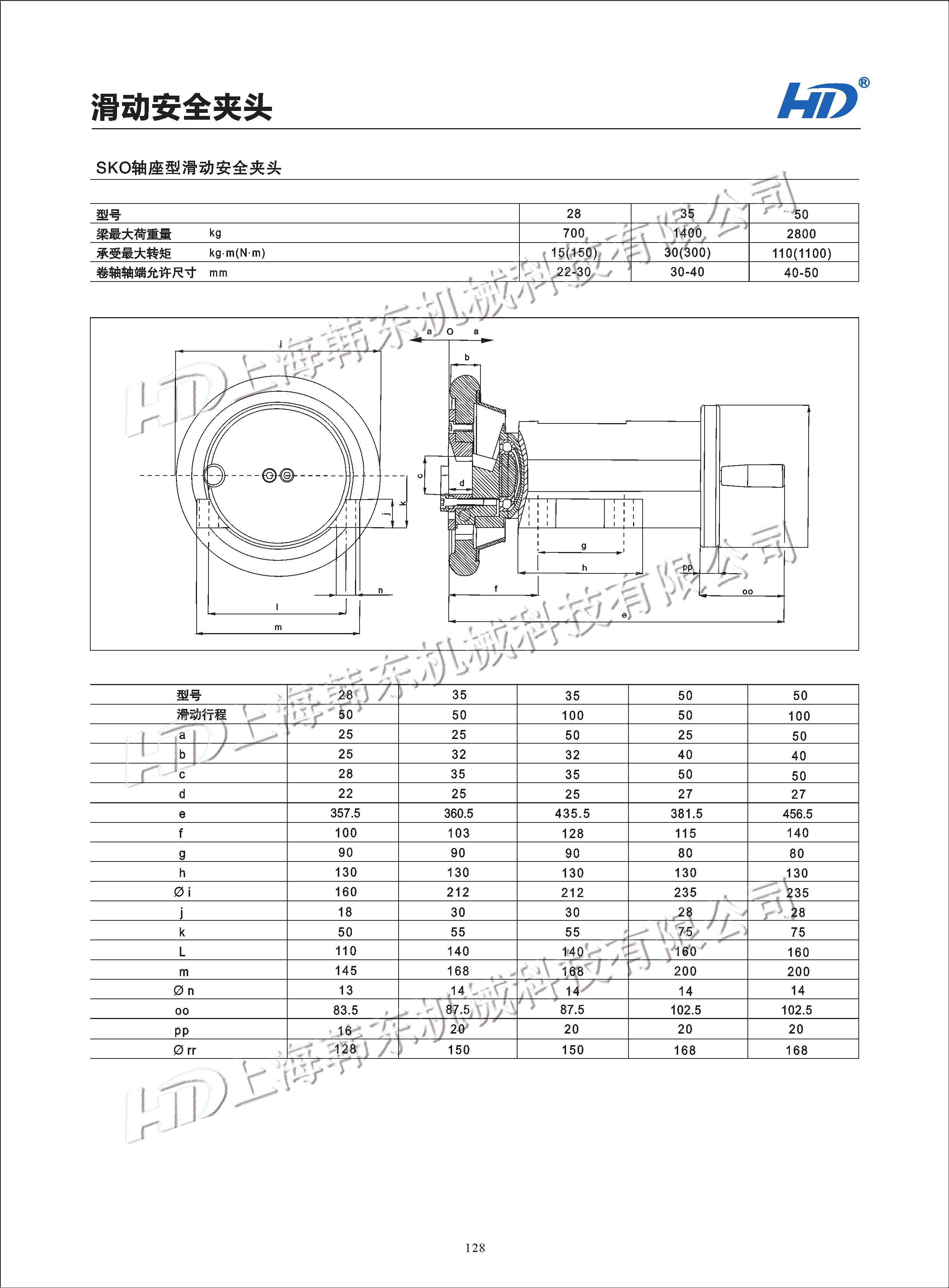 軸座型滑動(dòng)安全夾頭SKO型參數(shù)圖 軸座型滑動(dòng)安全夾頭